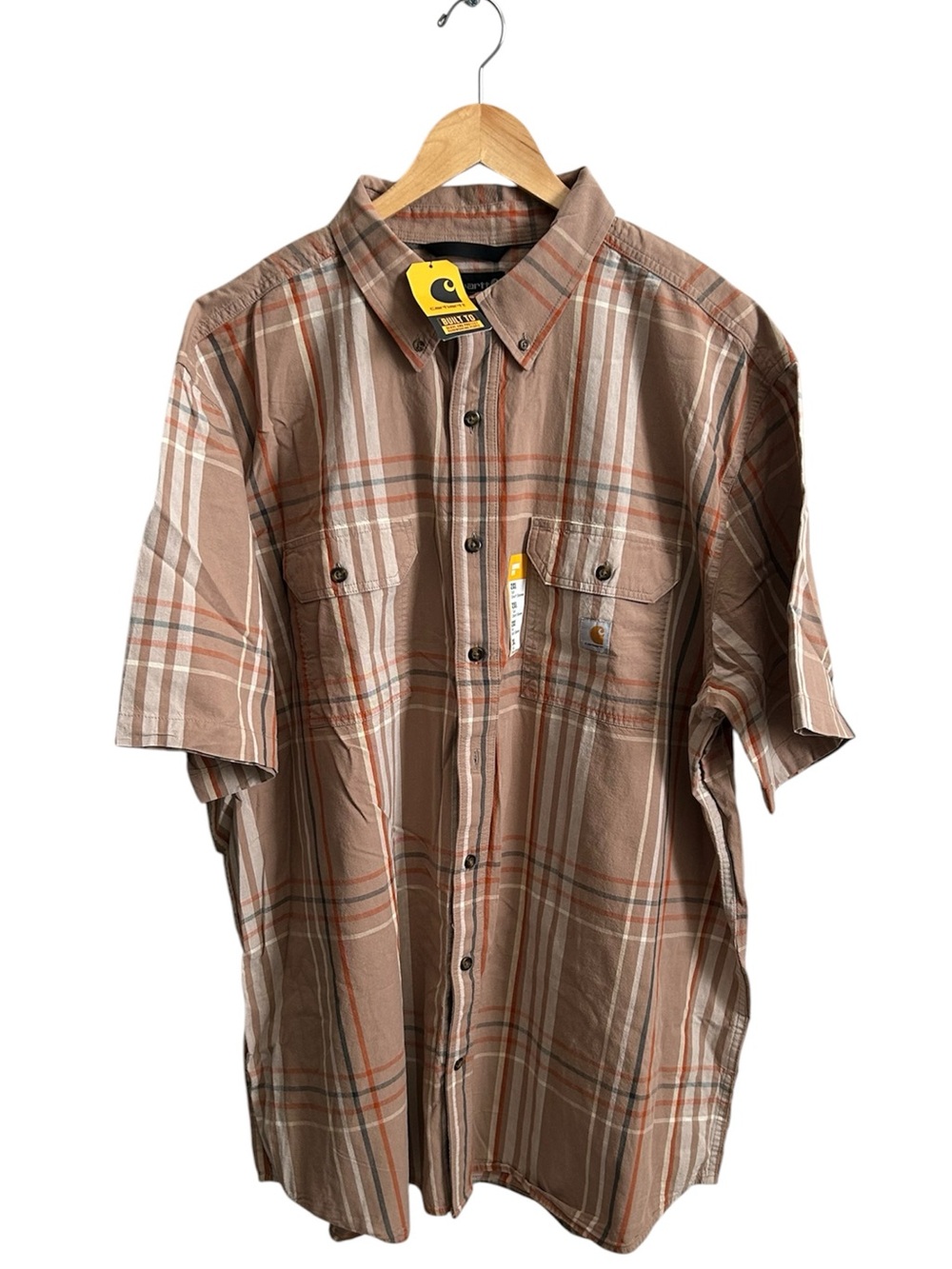 Carhartt Shirt Mens 2XL Tall Plaid Loose Fit Midweight Short Sleeve 105175-B27 - Picture 2 of 9